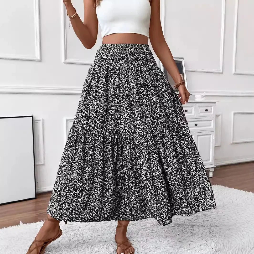 SOERA Rivka Boho Floral Maxi Skirt - Skirts - Plain Blue S