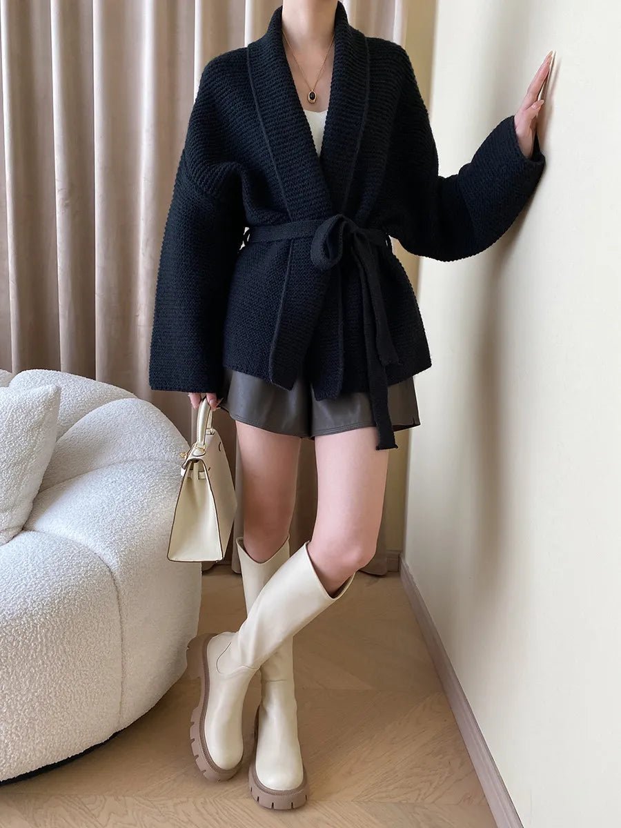 SOERA Abigail Belted Knit Cardigan - Sweaters & Cardigans - 1005007708848658-;pa1765393866208642501 Creme One Size