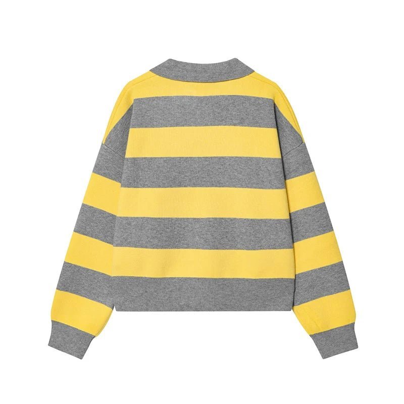 SOERA Elena Striped Polo Neck Sweater - Sweaters & Cardigans - Yellow S