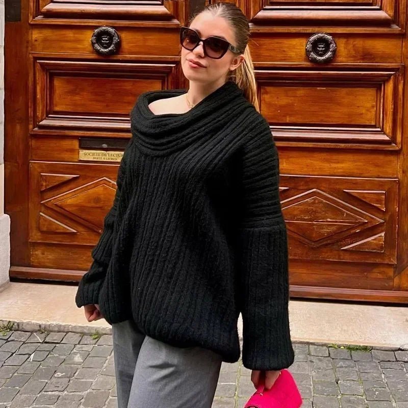 SOERA Maya Off - Shoulder Knit Sweater - Sweaters - ZG1762772375814398854 Black One Size