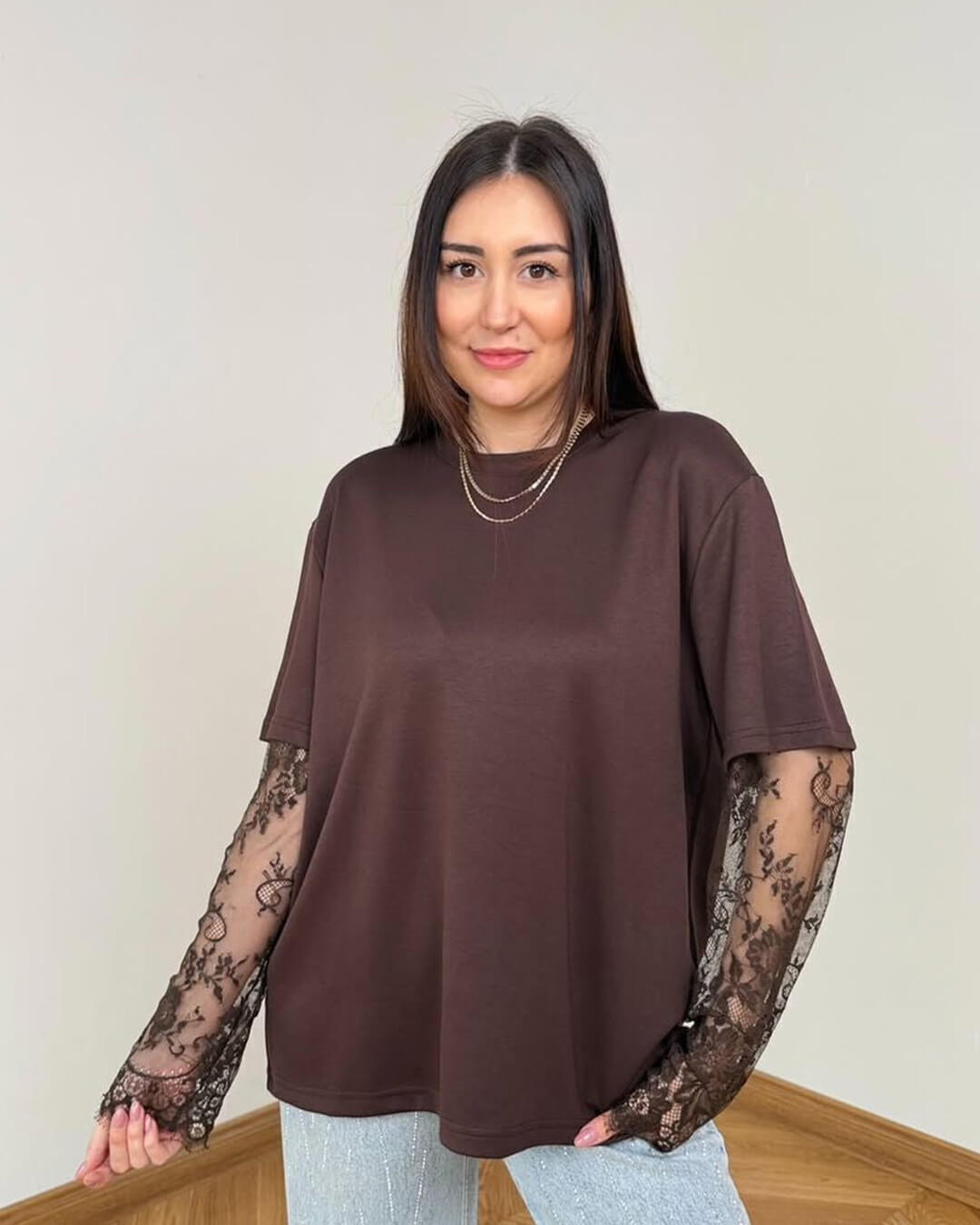 SOERA Bella Lace Splice Long Sleeve Tee - Top - M