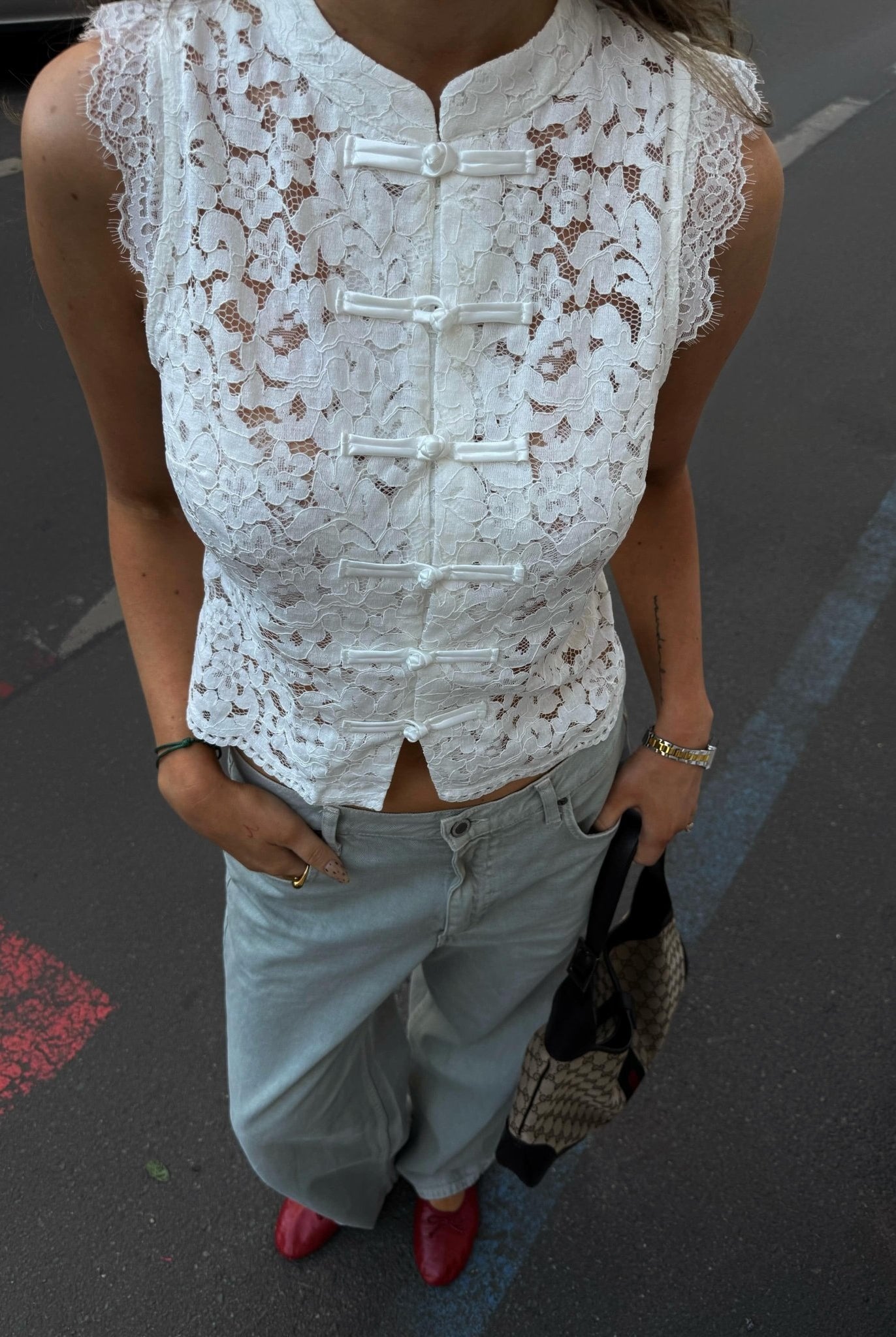 SOERA Bianca Mandarin Sleeveless Lace Top - Tops - SOERA-133123-S-WHITE-76483 White S