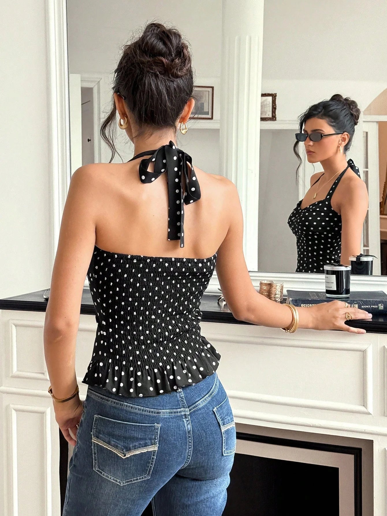 SOERA Caryl Polka Dot Halter Crop Top - Tops - Nu1774532669749645534 XL