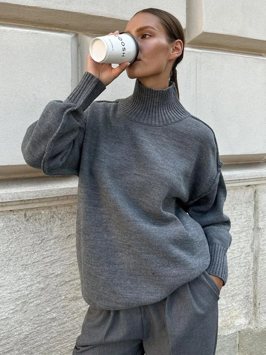SOERA Katie Turtleneck Knit Sweater - Tops - 1005007526537365-;xT1763050844740634626 Dark Gray S