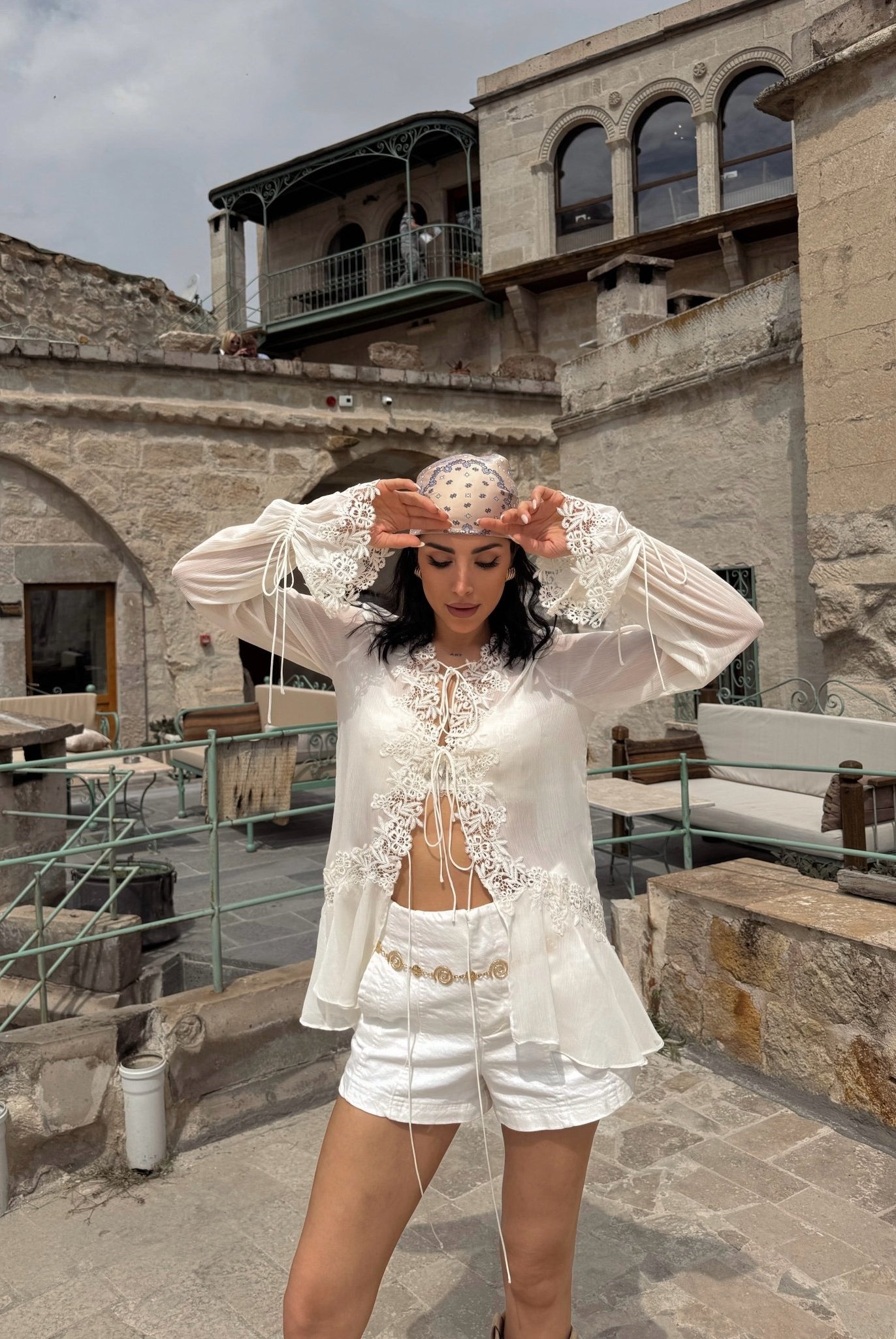 SOERA Simone Front-Tie Lace Appliqué Top - Tops - SOERA-385667-M-OS-61347 M