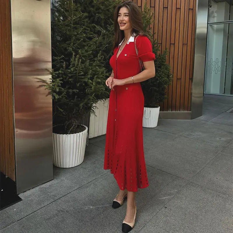 SOERA Sophia Knitted Dress - Dress - Red XS