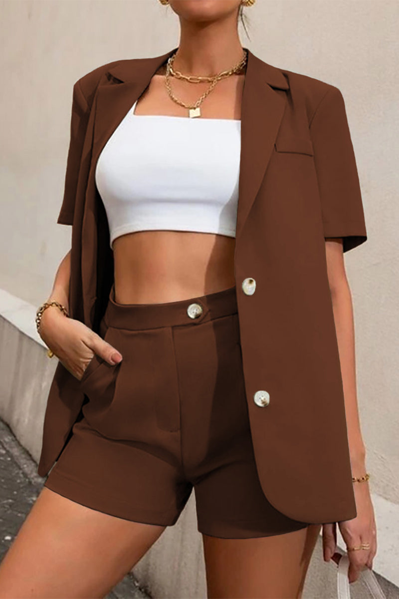 Elena Two-Piece Collared Short Sleeve Set