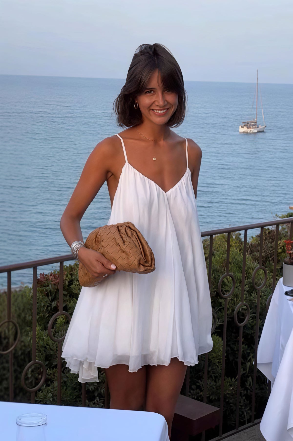 Lavinia Spaghettibandjes Flowy Mini Jurk