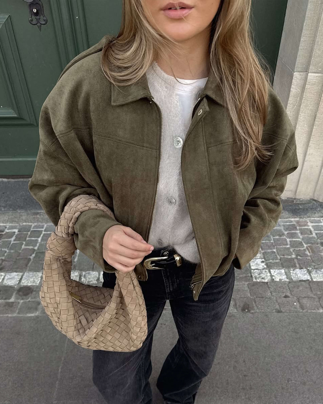 Constance Faux Suede Bomber Jacket