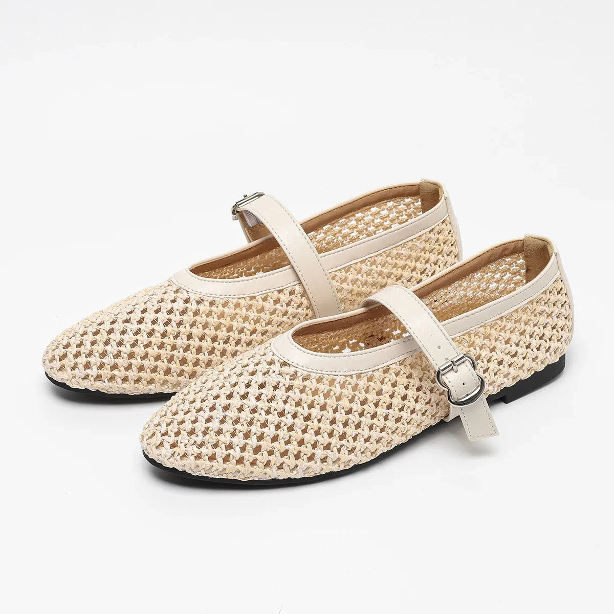Beatrice Hollow Weave Mary Jane Flats