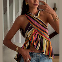 Briana Striped Halter Top