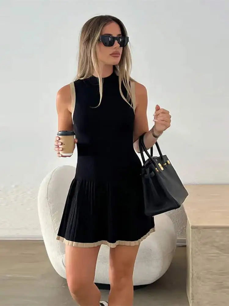 Margot Drop-Waist Contrast Knit Dress