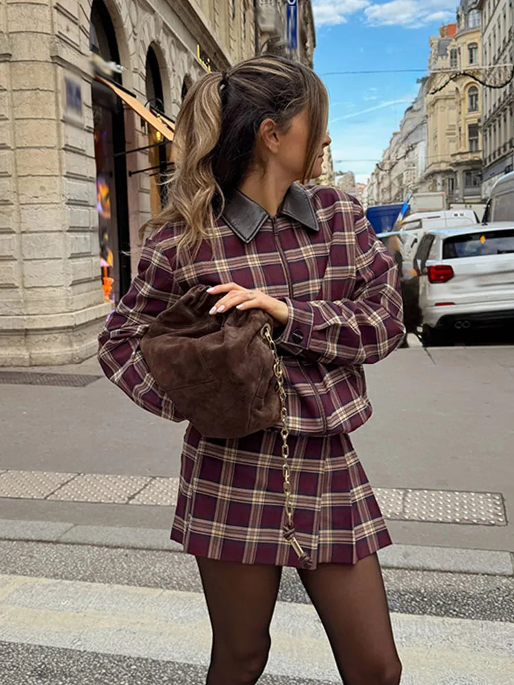 Ensemble Jessica Bomber à Carreaux et Skort