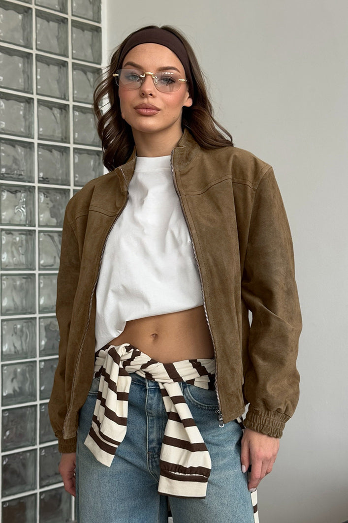 Alavsha Vintage Khaki Veste en daim
