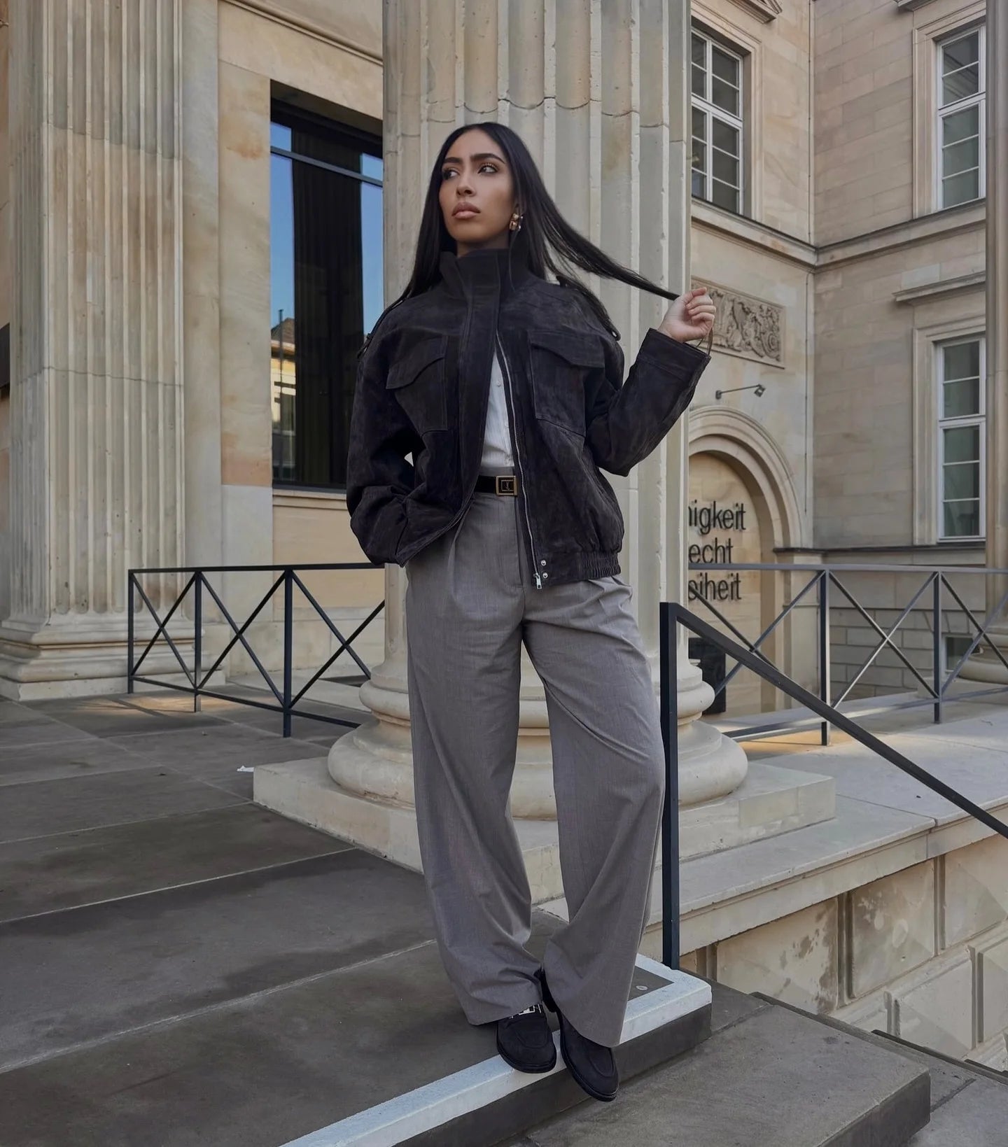 Marianne High Neck Suede Pocket Jacket