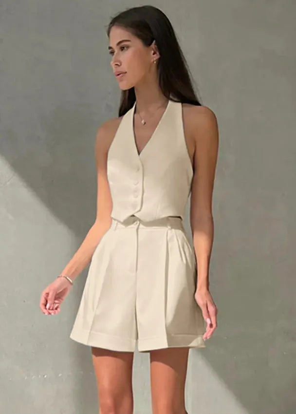 Bianca Tailored Halter Vest & Shorts Set