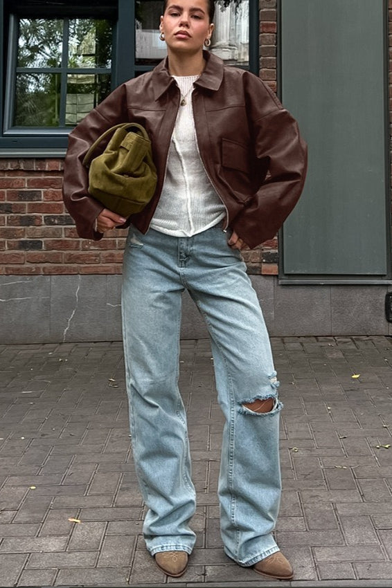 Azara Vintage Faux Leather Jacket