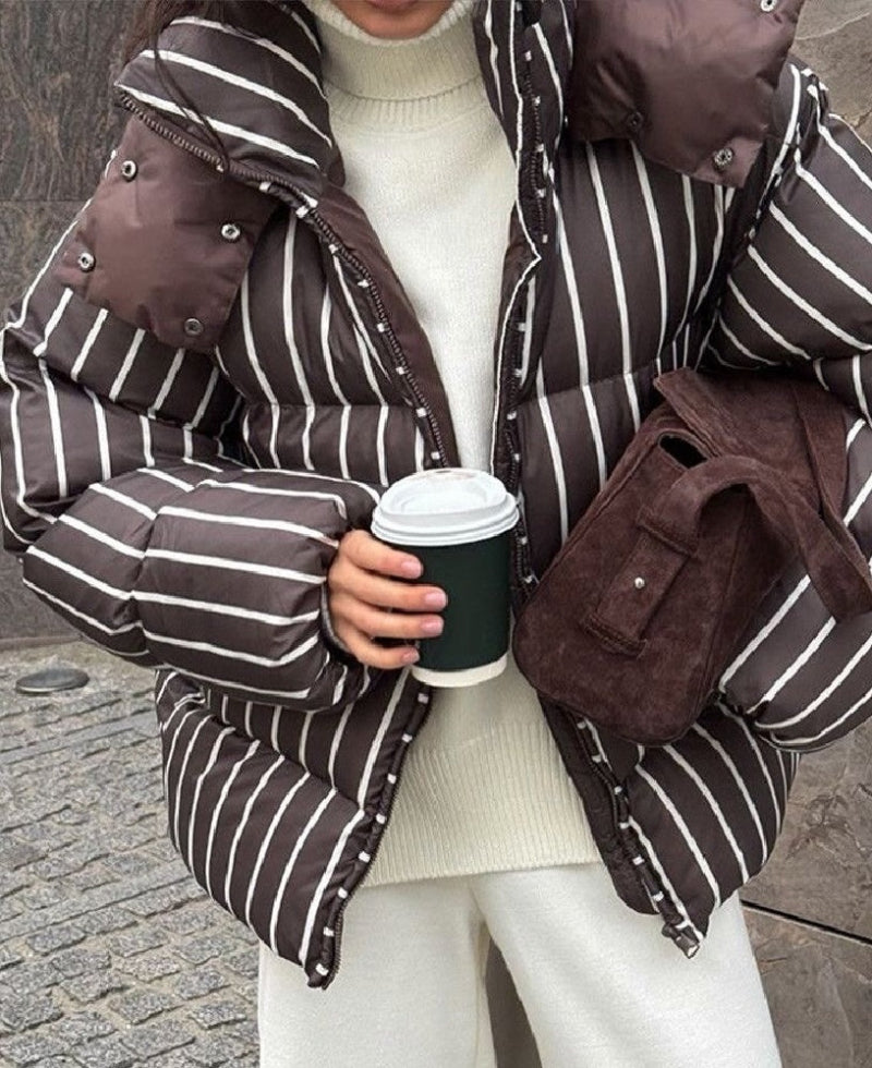 Veste matelassée Emma rayée à capuche