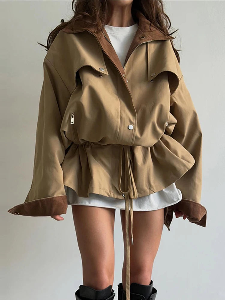 Rebecca Contrast Collar Windbreaker Jacket
