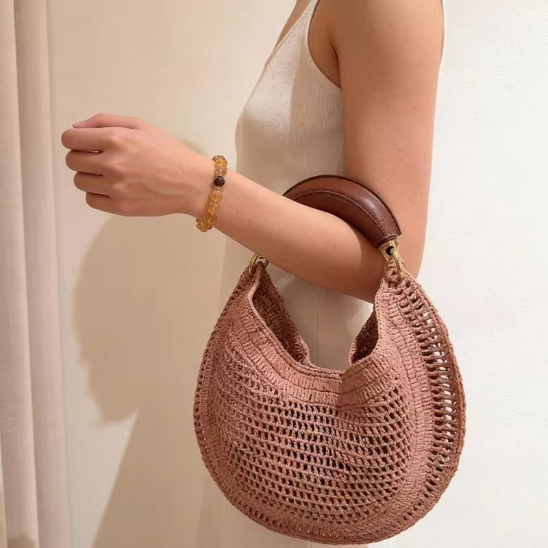 SOERA Amanda Crescent Woven Underarm Bag - Bag -  Pink