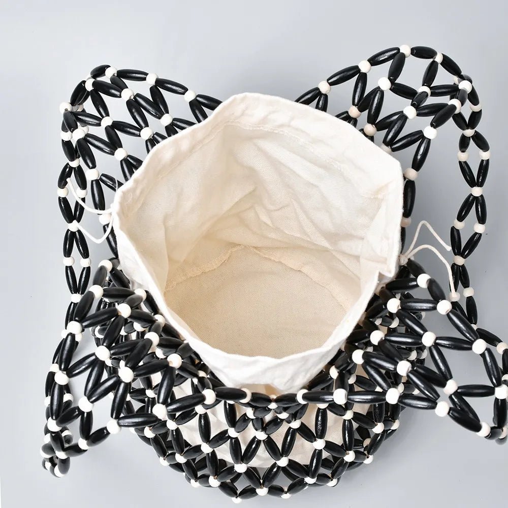 SOERA Margot Woven Beaded Tote Bag - Bag - SOERA-258883-BLA-36-06243 Black/White 36