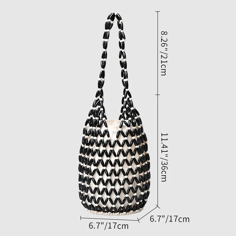 SOERA Margot Woven Beaded Tote Bag - Bag - SOERA-258883-WHI-36-04547 White/Black 36