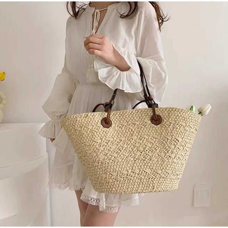 SOERA Margot Woven Summer Tote - Bag -  Cream Large