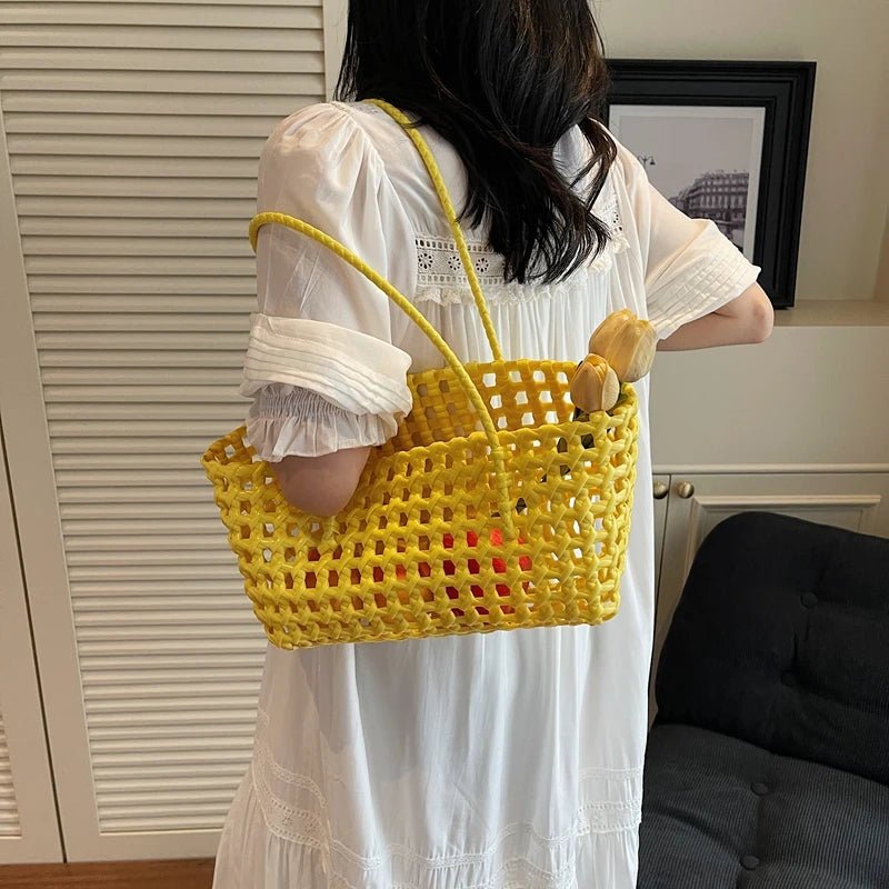 SOERA Sienna Hollowed Shoulder Tote - Bag -  Yellow