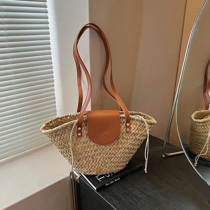 SOERA Sophia Woven Rattan Shoulder Bag - Bag -  Beige