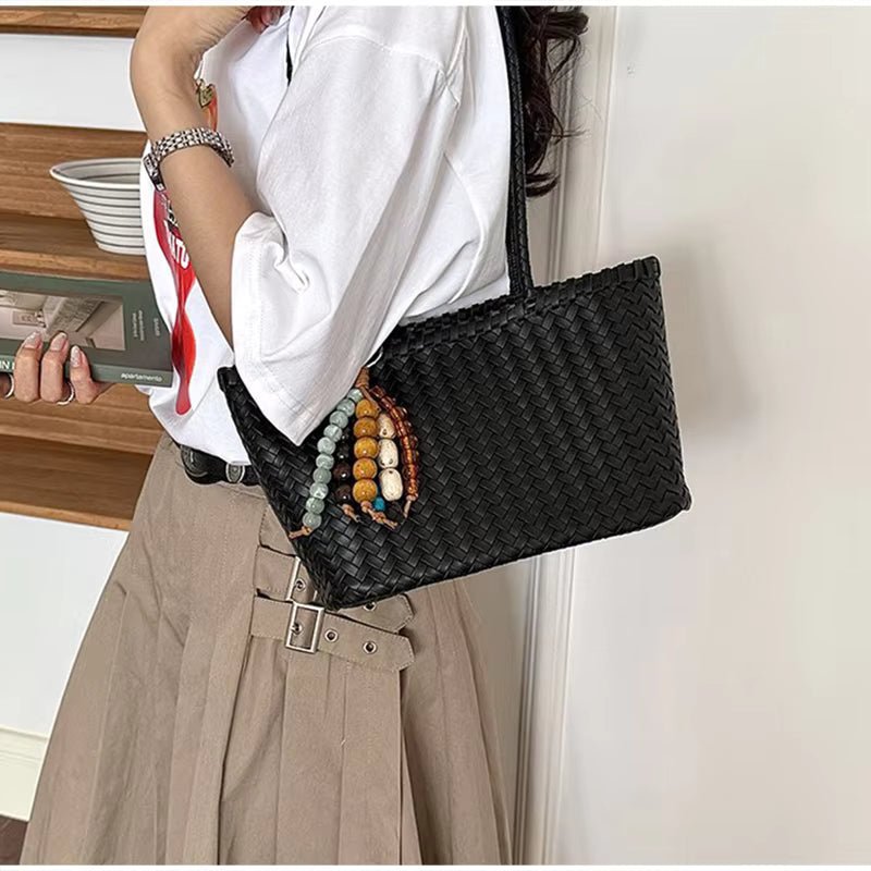 SOERA Sophie Straw Woven Tote Bag - Bag -  Black