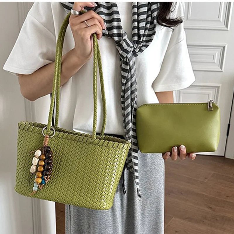 SOERA Sophie Straw Woven Tote Bag - Bag -  Green