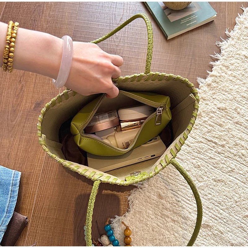 SOERA Sophie Straw Woven Tote Bag - Bag -  Green