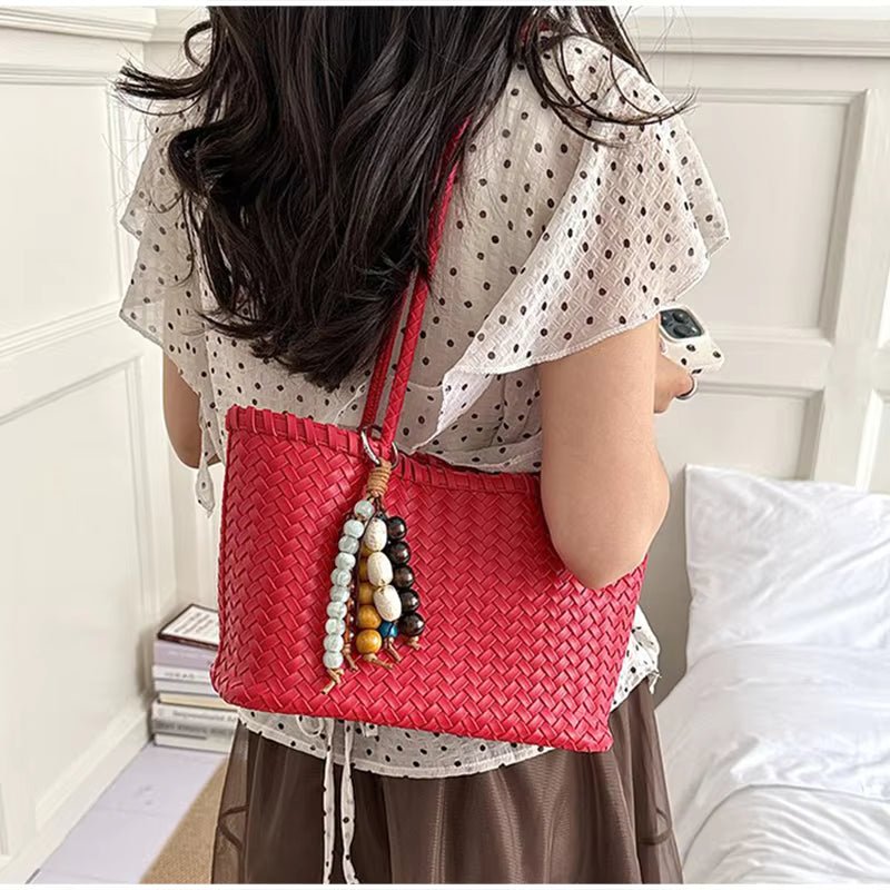 SOERA Sophie Straw Woven Tote Bag - Bag -  Red