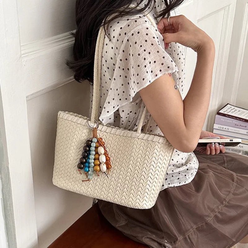 SOERA Sophie Straw Woven Tote Bag - Bag -  White