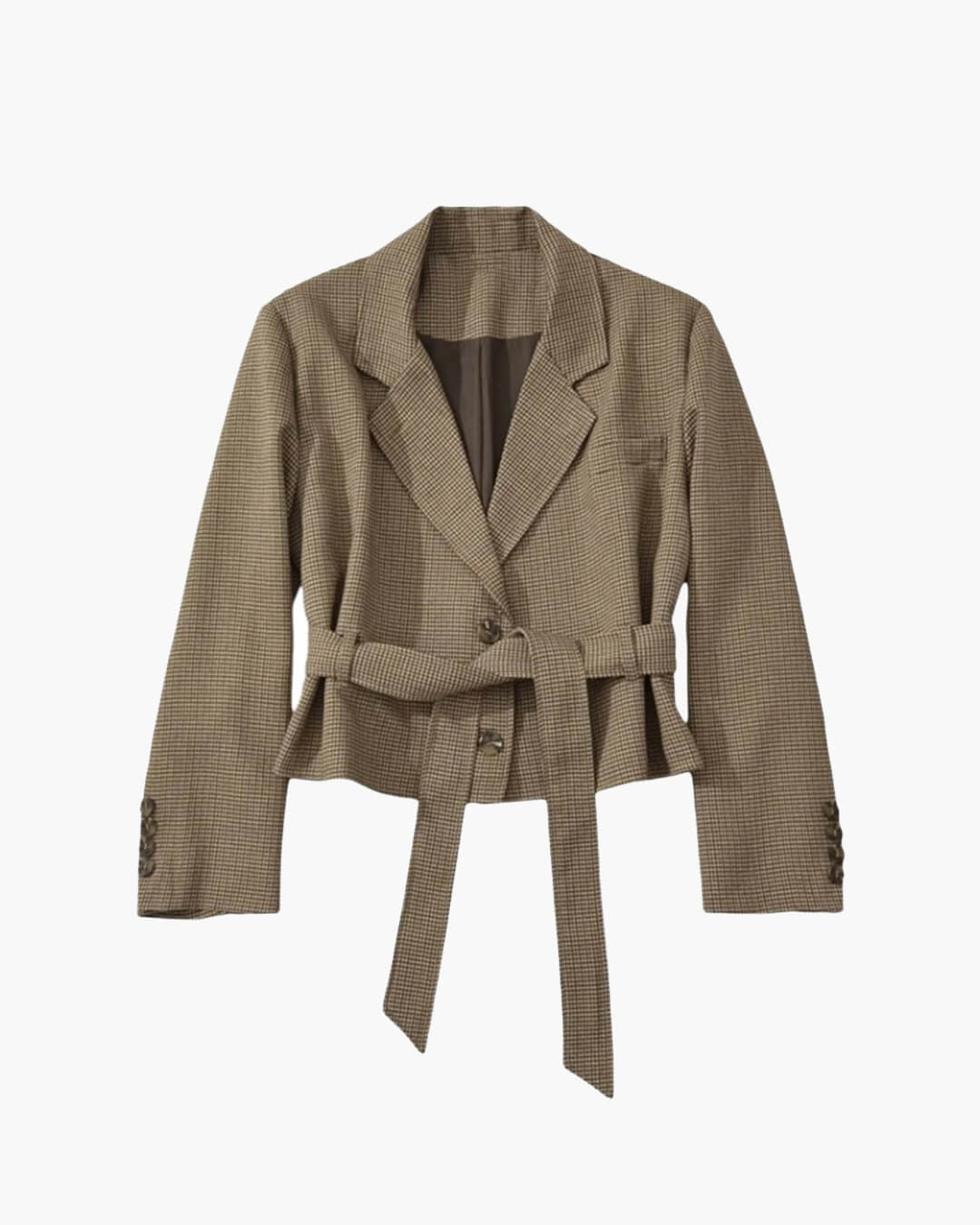 SOERA Teresa Houndstooth Plaid Blazer - Blazer - SOERA-250499-BRO-L-01123 Brown L