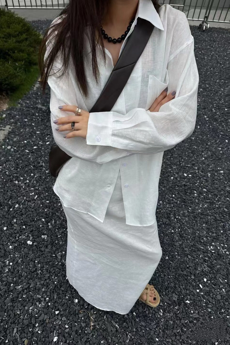 SOERA Beatrice Linen Loose Fit Long Sleeve Blouse - Blouse -  White L