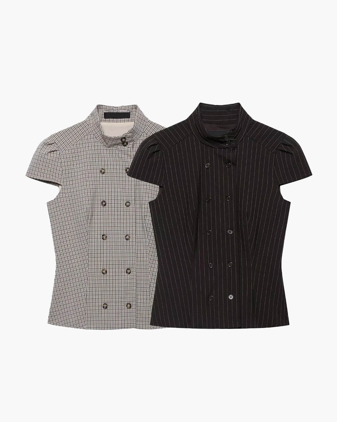 SOERA Claudia High Neck Fitted Plaid Blouse - Blouse - SOERA-213955-2-L-25219 Black L