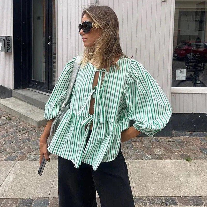 SOERA Emma Striped Puff Sleeve Blouse - Blouse - SOERA-025795-DEF-OS-28131 XS