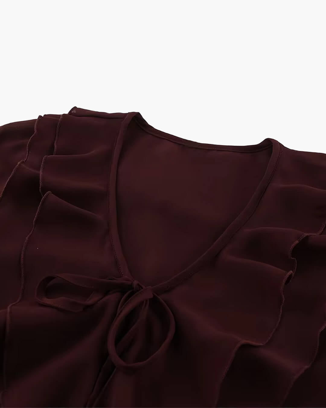 SOERA Linda Tie Neck Ruffled Blouse - Blouse - SOERA-414531-BUR-L-54531 Burgundy L