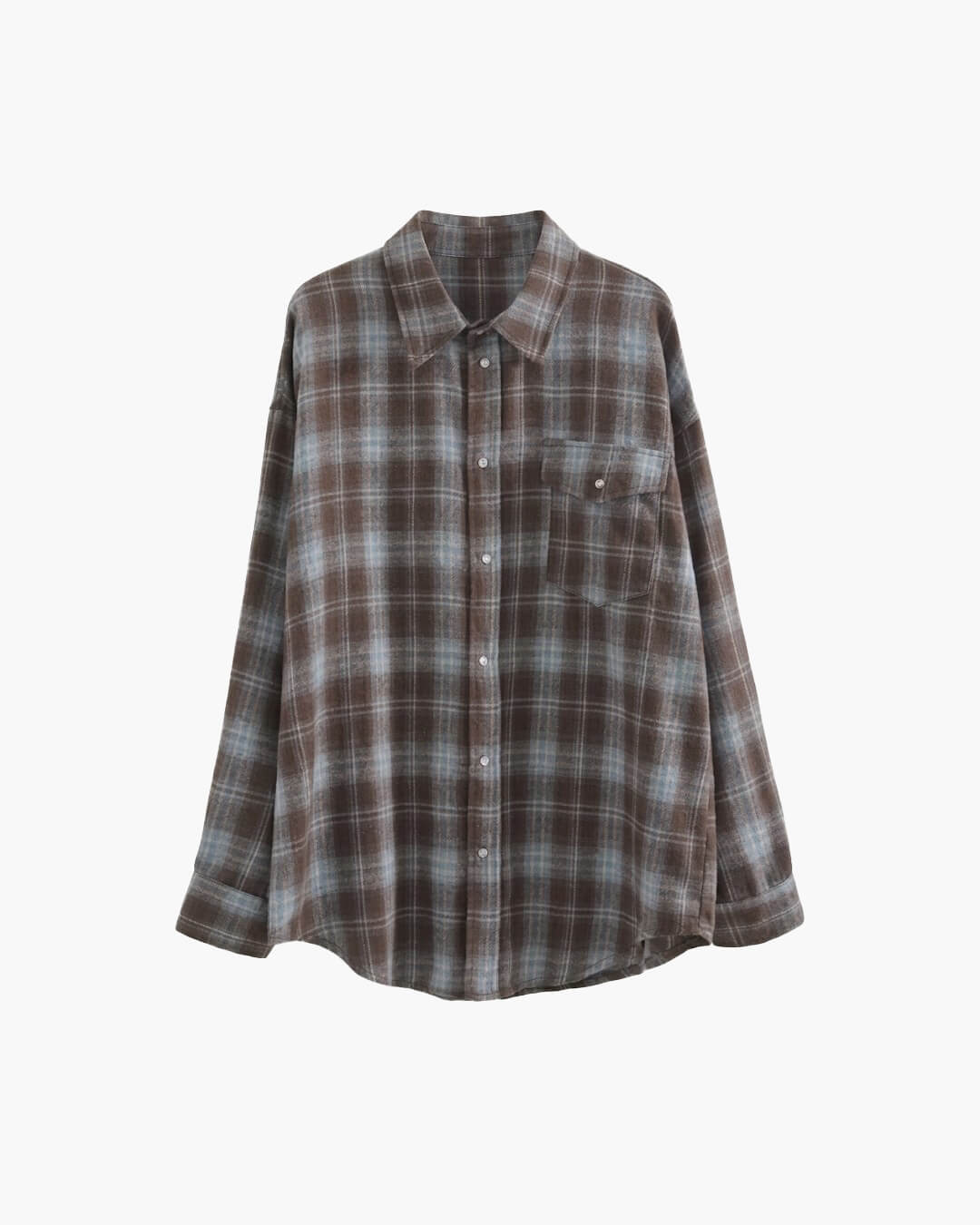 SOERA Melissa Oversized Plaid Shirt - Blouse - SOERA-074691-GRA-O-16451 Gray Blue One Size