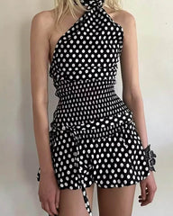 Astrid Polkadot Elastische Taille Minirok
