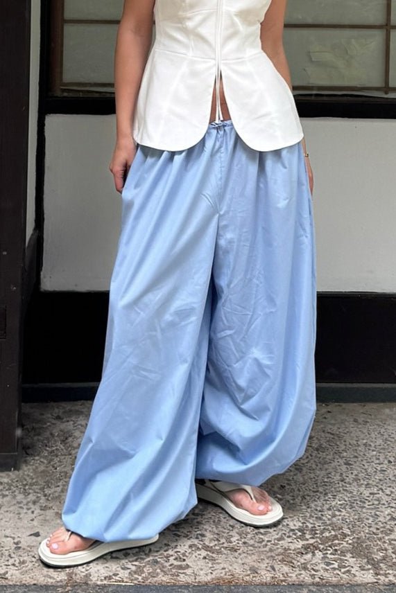 SOERA Inga Elastic Waist Baggy Pants - Bottoms -  Blue L