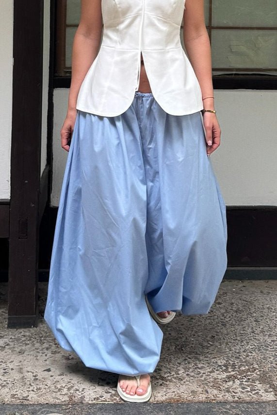 SOERA Inga Elastic Waist Baggy Pants - Bottoms -  Blue M