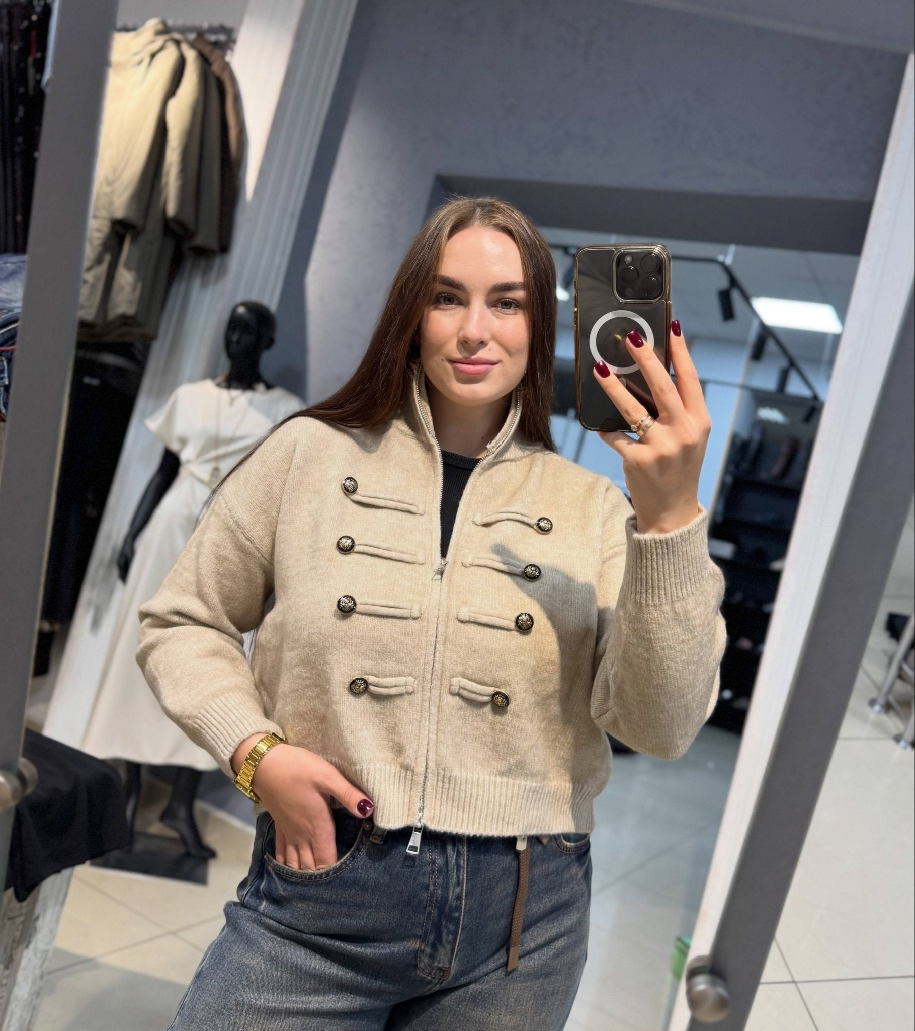 SOERA Amelie Turtleneck Zip Knit Cardigan - Cardigan - SOERA-944963-BEI-O-14115 Beige One Size