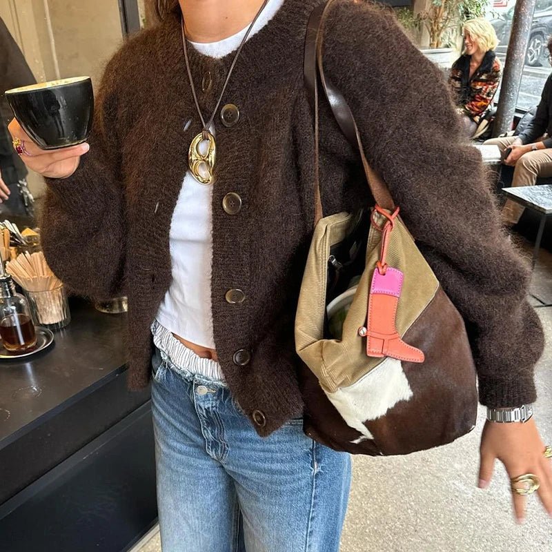 SOERA Lucy Knit Cardigan - Cardigans - 3256809337279348-;do1764003583419179867 Brown S