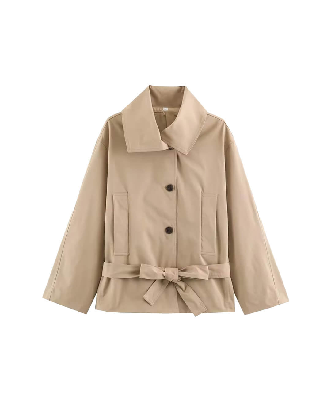SOERA Julie Asymmetric Belted Trench Coat - Coat - SOERA-432003-KHA-S-04899 Beige S