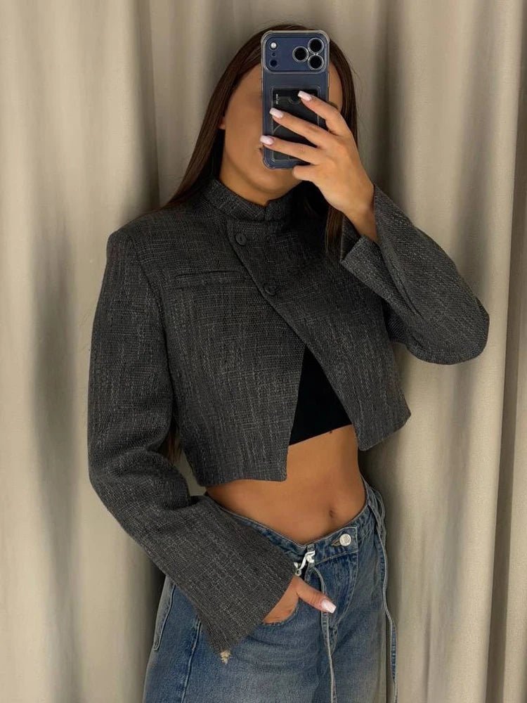 SOERA Anneliese Cropped Button-Front Blazer - Coats & Jackets -  Charcoal S