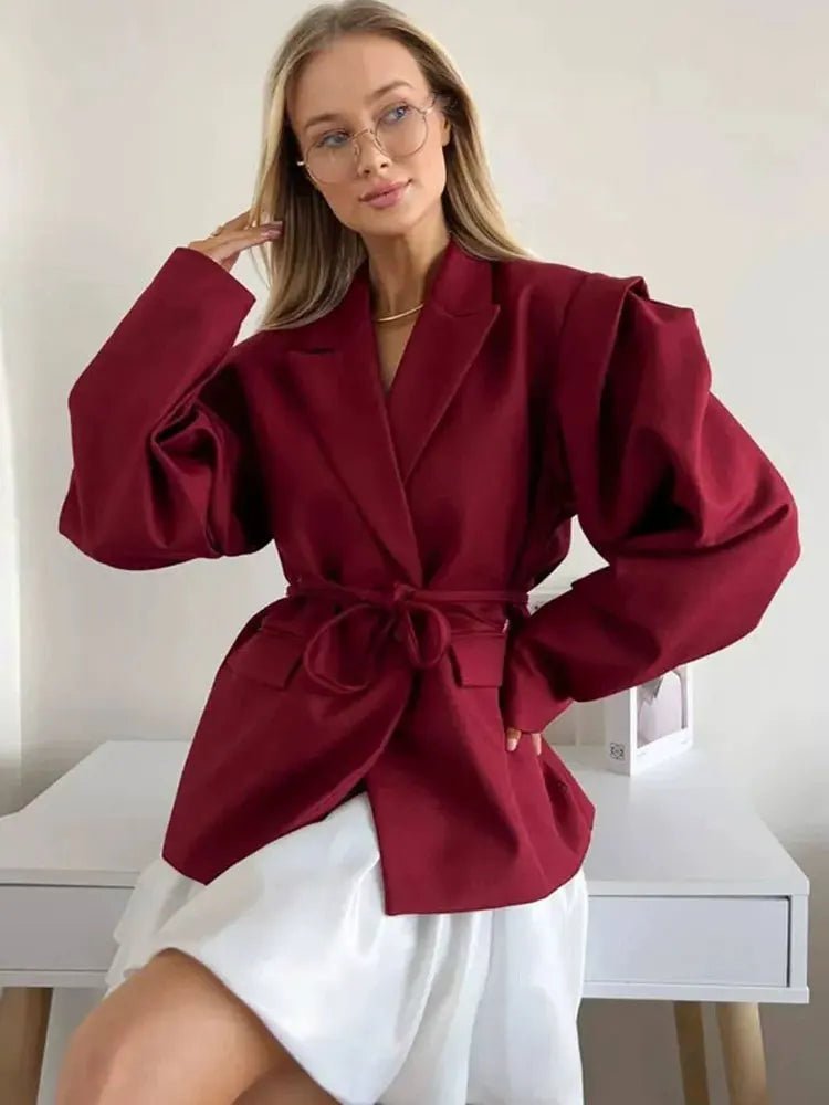SOERA Leandra Wide Sleeves Belted Blazer - Coats & Jackets -  Blue S