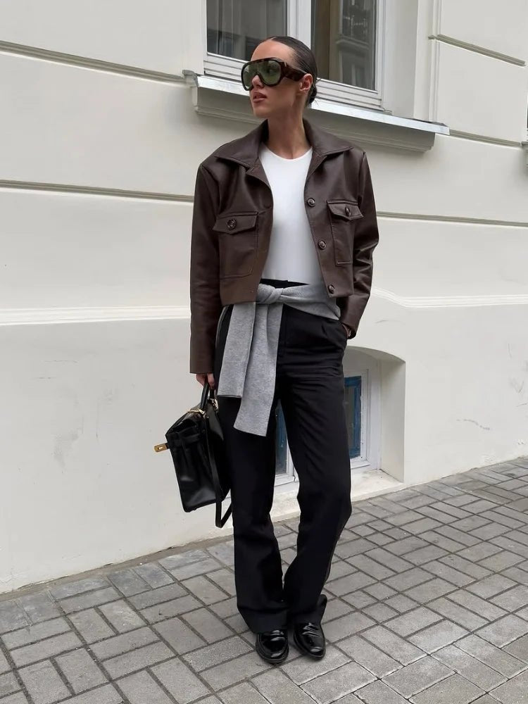 SOERA Rachelle Cropped Faux Leather Jacket - Coats & Jackets - 1005009685631106-;XH1776154514201392424 S