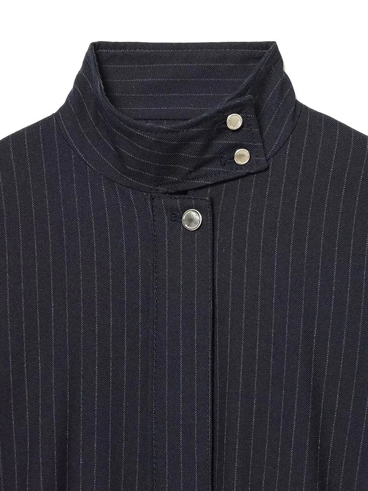 SOERA Saskia Striped Stand Collar Jacket - Coats & Jackets -  Blue XS